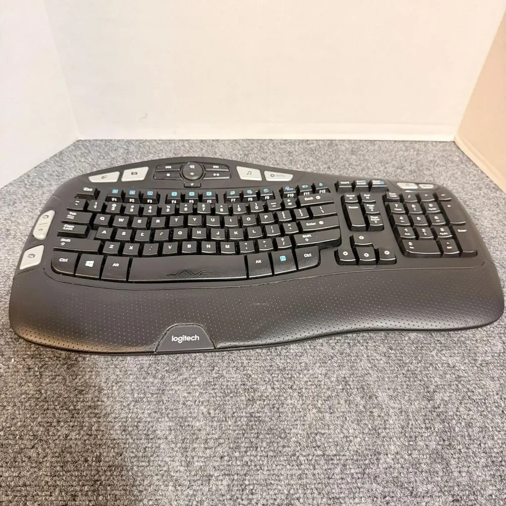 Logitech K350 Wave Wireless Keyboard Ergonomic 2.4GHz USB Black PC Multimedia